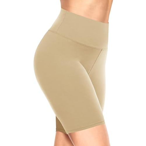 TNNZEET Biker Shorts Women - 8"/5"/3" High Waisted Tummy Control Workout Gym Spandex Booty Yoga Volleyball Shorts 8 IN Small-Medium A-khaki