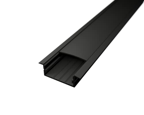 ledomec LED inbouwprofiel WIDE-IN-20 aluminium zilver voor LED-strips incl. afdekking helder of melkachtig, voor LED-strips tot max. 20mm montage strip (2m profiel zwart + zwarte afdekking)