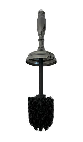 Image of Splash Home Buena Stainless Steel Toilet Brush with Holder, Bowl Scrubber with Durable Cleaning Bristles, Hidden Brush with Splash Protective Disc Design - Black Nickel