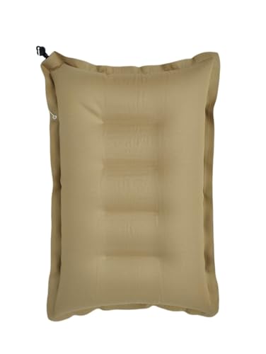 Image of Portable Travel Neck Pillow for Men & Women | Soft Inflatable Air Headrest for Plane, Flight, Bus, Car & Office Use | Ultralight Comfort Pillow | No Pump Needed | Brown (Pack of 1)