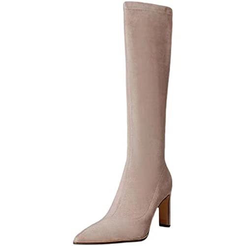 Bottes abricot à talons chunky idéales pour vos sorties d'hiver