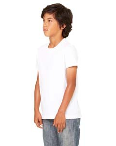 Bella + Canvas Youth Jersey Short-Sleeve T-Shirt - White - L - (Style # 3001Y - Original Label)3