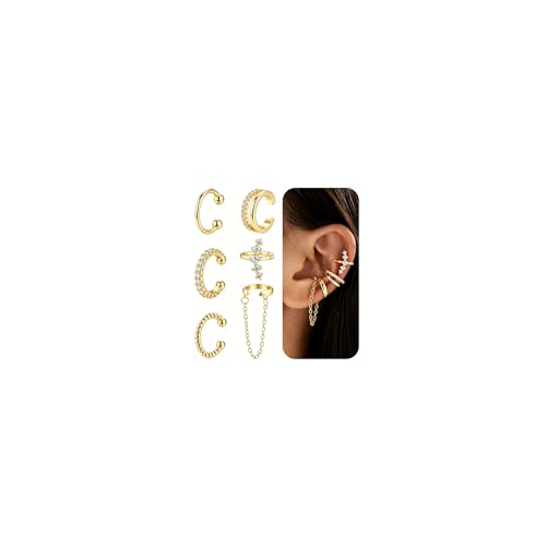 PARIVEA Ear Cuffs Non Piercing Chunky/Thin 14K Gold Plated Ear Cuff Earrings for Women Dainty Cuff...