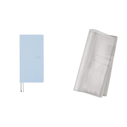 【セット買い】ほぼ日手帳 2026 weeks カラーズ/スカイミスト 1月始まり 週間手帳 週間レフト スリム縦長 + クリアカバー weeksサイズ用 手帳アクセサリー