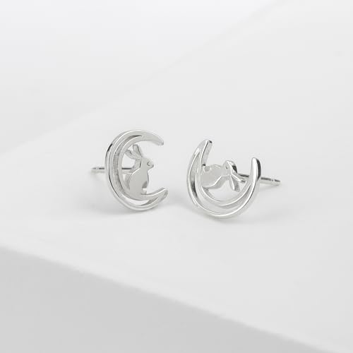 Boma Jewelry Sterling Silver Rabbit in the Moon Stud Earrings3