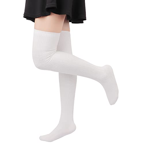 DRESHOW Extra Long Thigh High Socks Long Boot Stockings Striped Over Knee Socks for Women Leg Warmers4