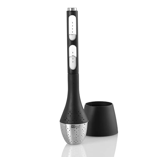 AdHoc Santea Floating Tea Egg with Magnetic Hourglass - Stainless Steel Tea Accessory - Tea Strainer with Magnetic Timer Stem - Dishwasher-Safe Tea Essential - Infuser Insert with Sand Timer