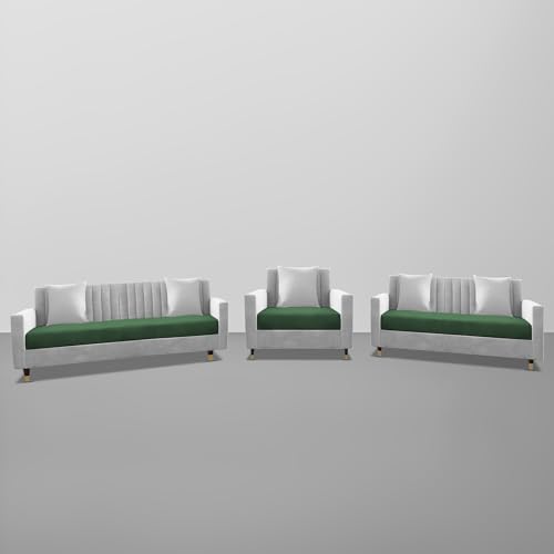 Image of Casaliving Garcia 3+2+1 Seater Sofa Set for Living Room (Green Grey Colour) Premium Fabric Sofa