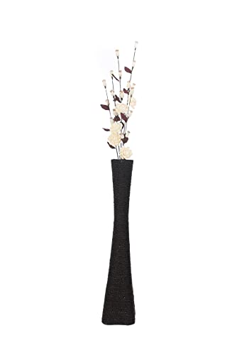 Leewadee-Large-Floor-Vase--Handmade-Flower-Holder-Made-of-Bamboo-and-Bast-Sophisticated-Funnel-Vessel-for-Decorative-Branches-36-inches-Black