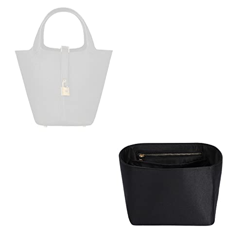 Organizador Hermes ZTUJO Picotin 18 – Inserção de bolsa luxuosa, macia e sedosa (preto)
