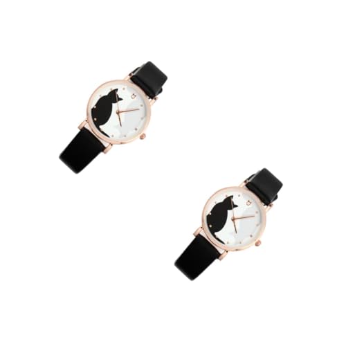 BESPORTBLE 2 Piezas Reloj Niña Correa Cuero Sintético Diseño Gato Cuarzo Casual Cumpleaños Aniversario BESPORTBLE 2 Piezas Reloj Niña Correa Cuero Sintético Diseño Gato Cuarzo Casual Cumpleaños Aniversario