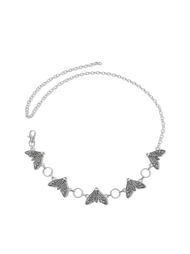 WDIRARA Women's Gothic Punk Metal Chain Belt Vintage Cowboy Chic Waist Accessories for Jeans Dress