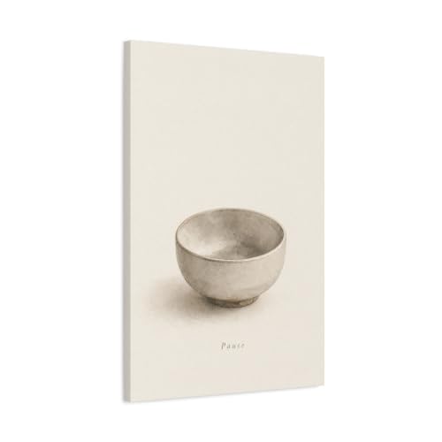 "Pause" Minimalist Bowl Canvas Wall Art - Neutral Still Life