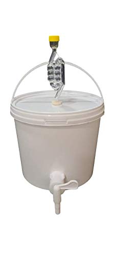 sil2018 Recipiente completo de fermentación de 5 litros – Set: hervidor con tubo de fermentación y goma de sellado y grifo de plástico, cubo para cerveza o vino con mango, color blanco