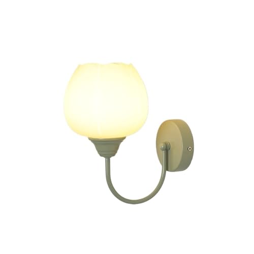 DFLJM Glass Wall Sconce with Frosted Tulip Shade, Green Painted