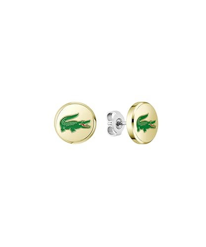 Lacoste Boucles D'oreilles Puces pour Homme Collection ARTHOR en Or Jaune avec un Crocodile Lacoste en Émail Vert - 2040498