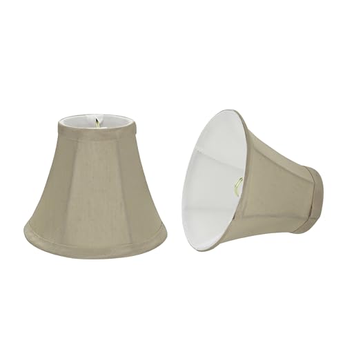 Image of Aspen Creative 30008-2, Bell Clip-On Chandelier Lamp Shade, Butter Creme, 3 inch Top x 6 inch Bottom x 5 inch Slant Height, Set of 2