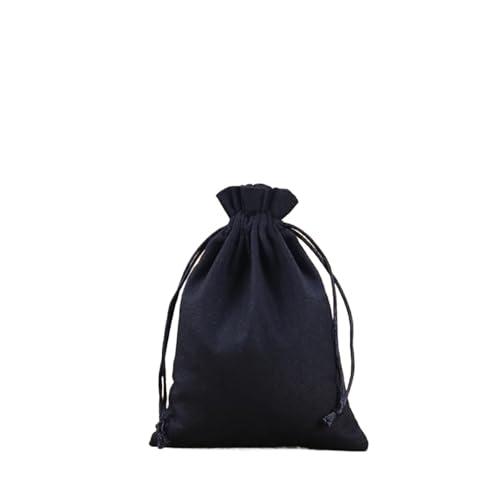 Sac à cordon en toile de coton noir 13x18cm pour bijoux et bonbons | Lot de 50