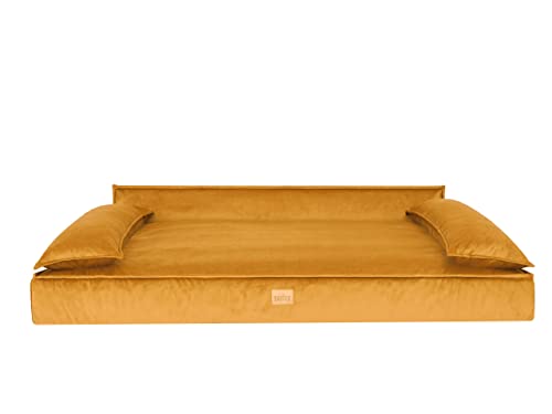 DOGGY Hundebett Haustierbett Hundeliegen Hundecouch Liegen Hundekissen Bett Sofa Hundekorb Tierbett Hundesofa Matratze Schlafplãtze, Gelb, 120 x 77 cm
