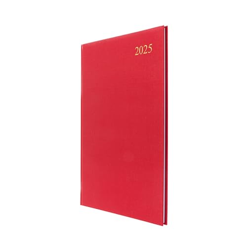 Collins Essential 2025 Eco Friendly Diary - A4 Week to View Business Planner with Leathergrain Hardback Cover and Recycled Paper - Red - E-ESSA43.15-25