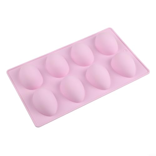 MIKMLYZE 8 cavités œufs de Pâques en silicone pour moule, forme de chocolat antiadhésive pour bonbons, savon, bombe, outil de décoration de dessert,...