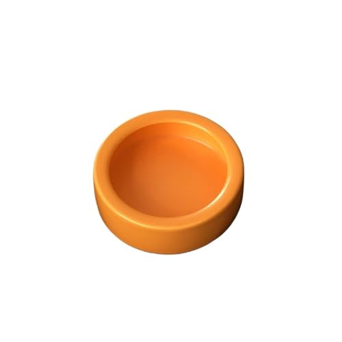 Reptile Water Food Bowl Worm Dish Ceramic Pet Bowls Anti-Escape Mini Reptile Mealworms Bowl for Lizard Bearded Dragon(Orange Round M)