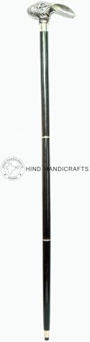 Hind Handicrafts Dekorativer viktorianischer Gehstock und Gehstöcke für Damen und Herren, 91,4 cm, schwarzes Ebenholz, Messinggriff, Uni, Derby, faltbarer Gehstock (91,4 cm, antikes Kaninchen)