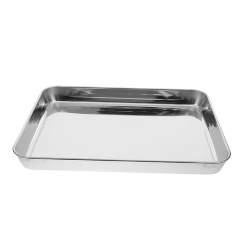 FUNOMOCYA Stainless Steel Tray Medical Tray Instrument Tray Stainless Tray Flat Trays for Medical Flat Tray Lab Instrument Supplies Laboratory Supplies Trays for Instrument Metal Tray Silver