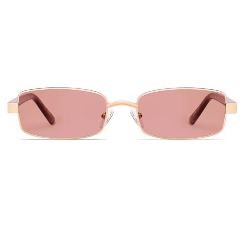 Image of VANLINKER Retro Rectangle Polarized Sunglasses for Women Men Small 90s Vintage Trendy Slim Narrow Rectangular Frame VL9684