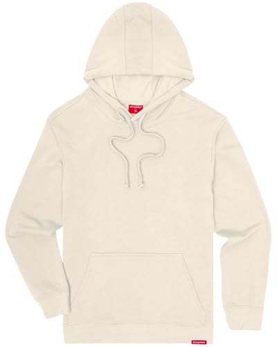Kingsted Butter Yellow Hoodie for Men Super Soft Lightweight Sweatshirt Premium Terry Fabric Classic Everyday Comfort Fit (Cream Large)
