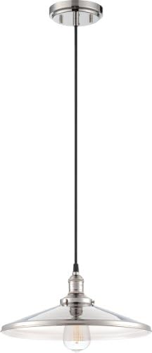 Nuvo Lighting 60/5409 Vintage Incandescent One Light Pendant Angled Polished Nickel