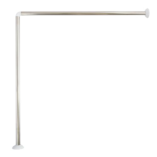 MSV Eck Duschstange 80x80cm aus Edelstahl, Silber, 80x80x2.5 cm, Grey, 80x2.5x2.5 cm