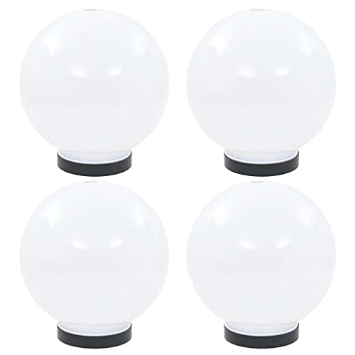 vidaXL LED Bowl Lamps for Garden, White 20 cm Diameter Spherical PMMA, Outdoor Pathway Lighting with E27 Sockets, 4 Pcs