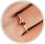 Gold Birthstone Rings for Women Non Tarnish Stackable Ring Dainty 14K Gold Plated Heart CZ Emerald Gemstone Ring Wedding Engagement Promise Ring Birthday Personalized Valentines Day Gifts for Her