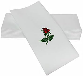 Dinner Napkins – Decorative Napkins – Cloth Like & Disposable – Elegant & Durable – Soft & Absorbent – LARGE 19”x17” – Packaged for Easy Storage – Box of 60 – by SimuLinen (Single Rose)