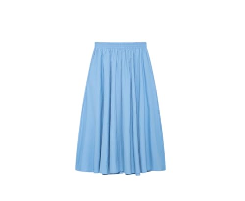 Women's Summer Elegant Skirt Women Vintage Elastic Waist A-Line Long Straight Skirt
