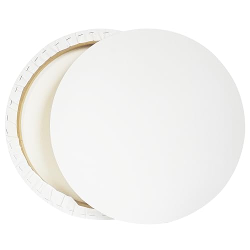 Art Supply 16 Stretched Round Canvas for Painting 12 Ounce Primed Gesso Professional Quality Acid-Free Premium White Blank Paint Canvas for Beginners and Artists for Acrylic Oil Acrylic Pouring