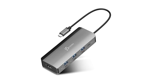 Image of j5create USB-C Hub 4K@144Hz HDMI with 100W Fast Charge and Flexible Ports- Supports Extended 4K Display for Windows and MacBook, USB-A x 3, USB-C x 4, HDMI (JCD362)
