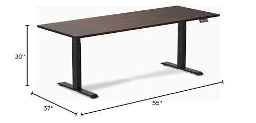 Image of Desky Electric Standing Desk, 80 x 30 inch Rubberwood Height Adjustable Sit Stand Desk, Dual Motor, Memory Presets, Ergonomic Workstation for Home Office - Dark Walnut Top