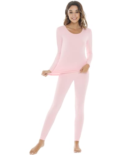 Image of NACHILA Thermal Underwear for Women-Viscose Made from Bamboo,Soft Long Johns Set Base Layer Pajamas Set Long Sleeve Pjs