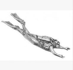 PageantGift Boxed Pewter Scuba Diver Female Badge pin or Brooch Gift for Scarf, Tie, Hat, Coat or Bag