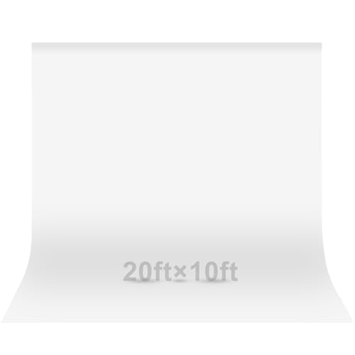 Image of EMART 20x10 ft Backdrop for Photoshoot, Large Party White Photography Backdrop Curtain Drapes, Washable Polyester White Photo Backdrop for Birthday Party, Pictures, Projector, Video Recording