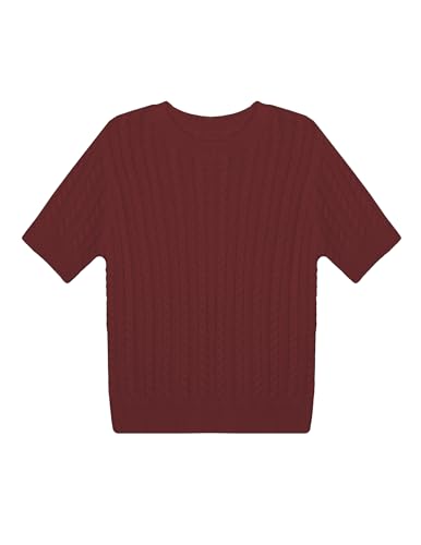 Image of Libsorge Womens Cropped Short Sleeve Sweater Fall 2025 Crewneck Sheer Knit Tops - Lightweight, Thin, Crop, Slim Fit