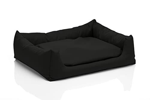 Juelle Legowisko dla Średniego psa - Poduszka dla średnich psów, Zdejmowany pokrowiec, możliwość prania w pralce, puszyste Łóżko, Sofa dla psa Pola XXS-XL (rozmiar: M - 80x65 cm, Czarny)