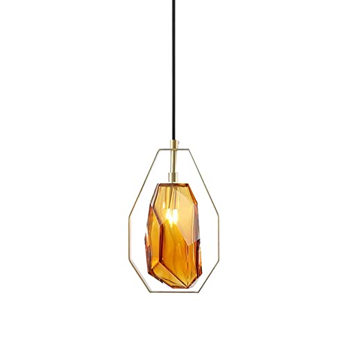 Chandelier en cristal soufflé et finitions dorées pour chambre