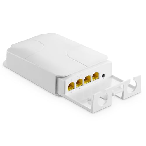Image of Outdoor 4 Port Gigabit PoE Extender, 1 in 3 Out PoE+ Switch, 10 /100 /1000Mbps, IEEE 802.3 af /at 30W, Wall Mount Waterproof YuLinca POE Passthrough Switch