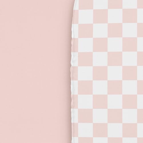 Image of Sweet Jojo Designs 2-Piece Baby Bassinet Sheets Set (Pink Gingham Checkered Plaid) for Girls, Infant Newborn Nursery, Oval, Rectangle & Hourglass Mattress (Solid Blush & Vintage, Classic Checkerboard)