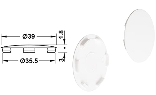 cyclingcolors 10 x Cover Caps Plastic Blind Hole Stopper Blanking Plug Cover Furniture Diameter 35 mm White RAL 9010 - Image 2