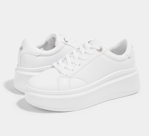 LUCKY STEP Women's Platform Fashion Sneakers Faux Leather Classic Tennis Shoes Low Top Casual Walking Shoes4