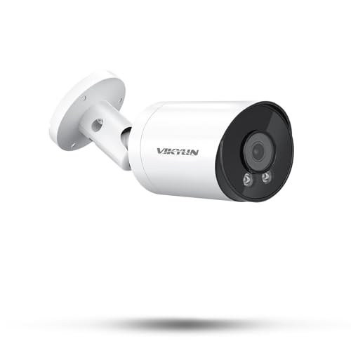 VIKYLIN 5MP Bullet PoE IP Camera Outdoor, 5MP Bullet Security Camera with Human Vehicle Detection, 2.8mm Lens, 98ft IR Night Vision, Built-in Mic, MicroSD 256GB,WDR, IP67, Blue Iris, NDAA Compliant